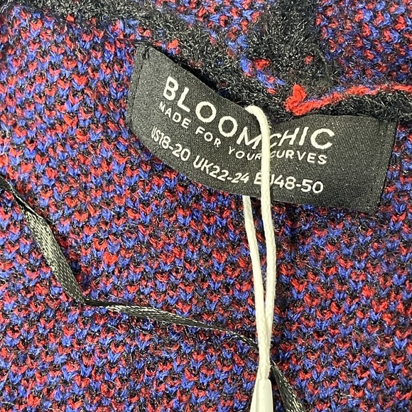 BloomChic Plaid Contrast Soft Sexy Yarn Knit Fluffy Open Front Cardigan 18-20 2X - Picture 7 of 10